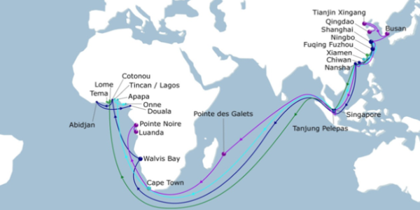 Mga ruta ng Circum-Africa at dynamics ng laki ng barko: mga gastos sa espasyo at ang epekto ng mga pagkagambala sa network